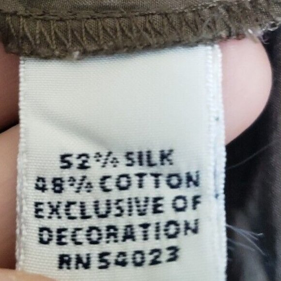 Banana Republic Women's 6 Mini Dress Army Green Silk Blend Long Roll Tab Sleeve - Picture 6 of 6